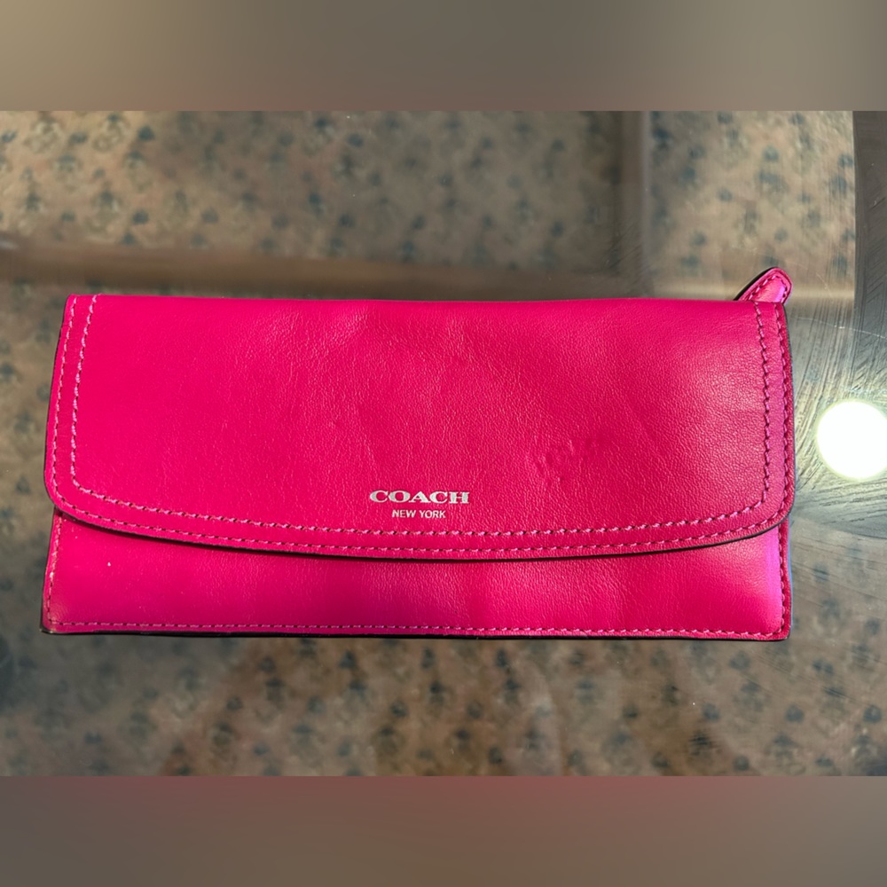 Bold pink coach slim wallet, barely used